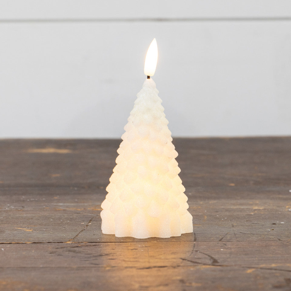 Cream Shimmering Fir Tree Candle
