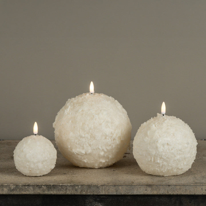 Cream Shimmering Snowball Candle