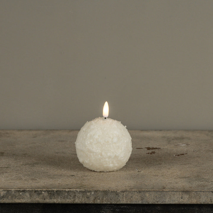 Cream Shimmering Snowball Candle