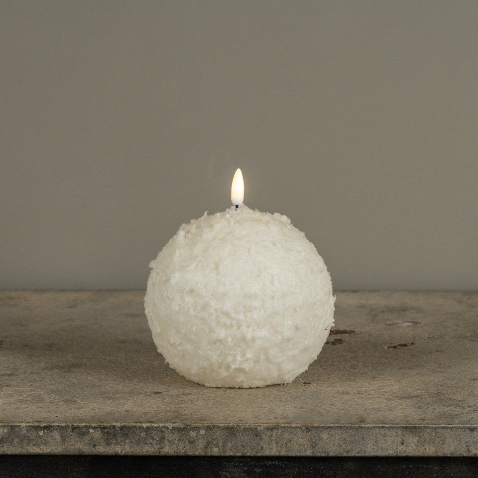 Cream Shimmering Snowball Candle