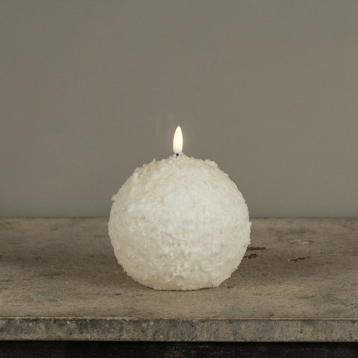 Cream Shimmering Snowball Candle