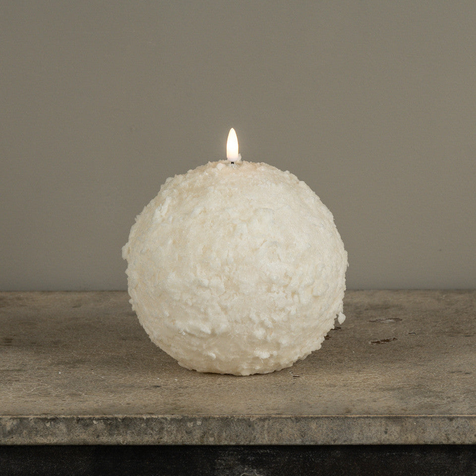 Cream Shimmering Snowball Candle