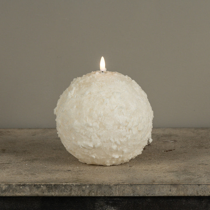Cream Shimmering Snowball Candle
