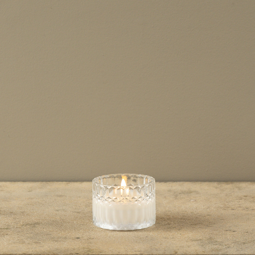 Faceted Glass Flame Candle