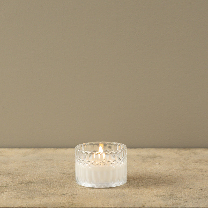 Faceted Glass Flame Candle
