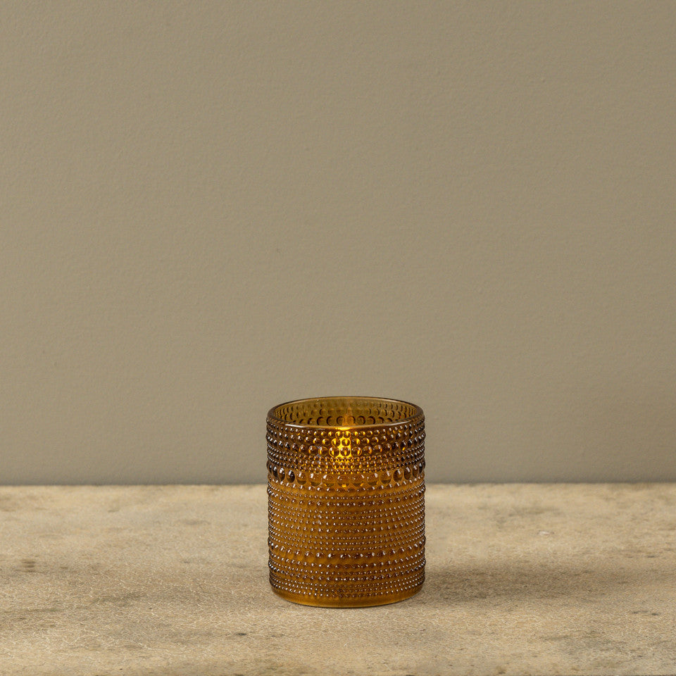 Amber Dotted Glass Flame Candle