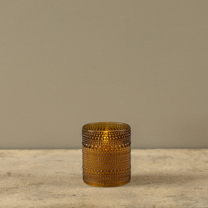 Amber Dotted Glass Flame Candle