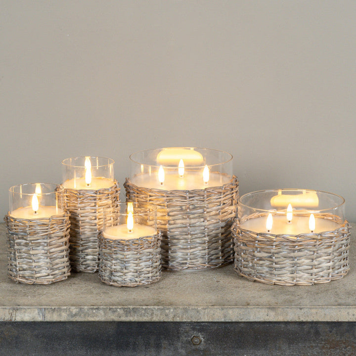 Woven Wicker Flame Candle