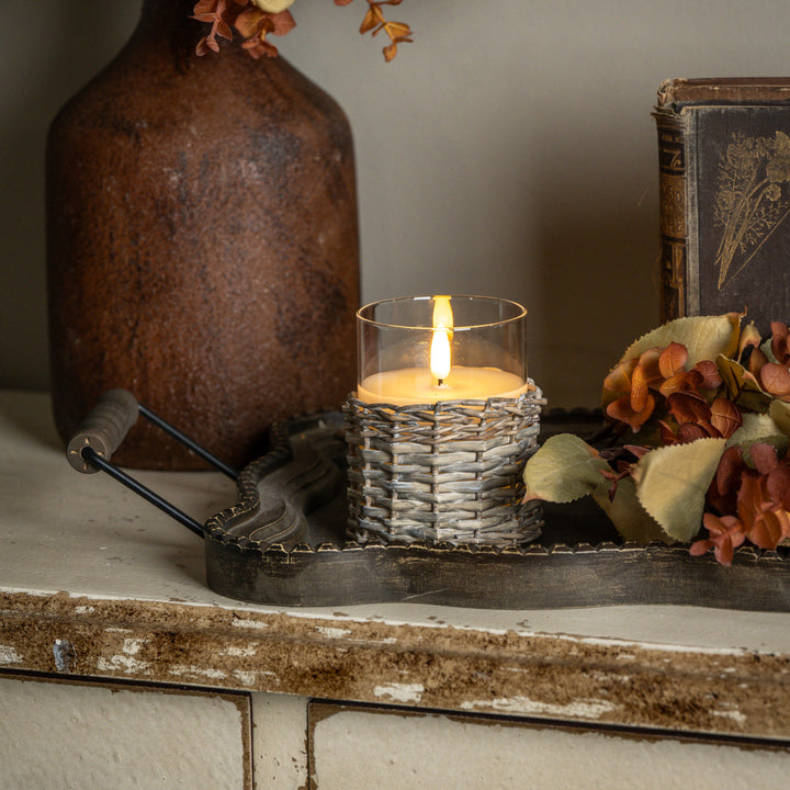 Woven Wicker Flame Candle