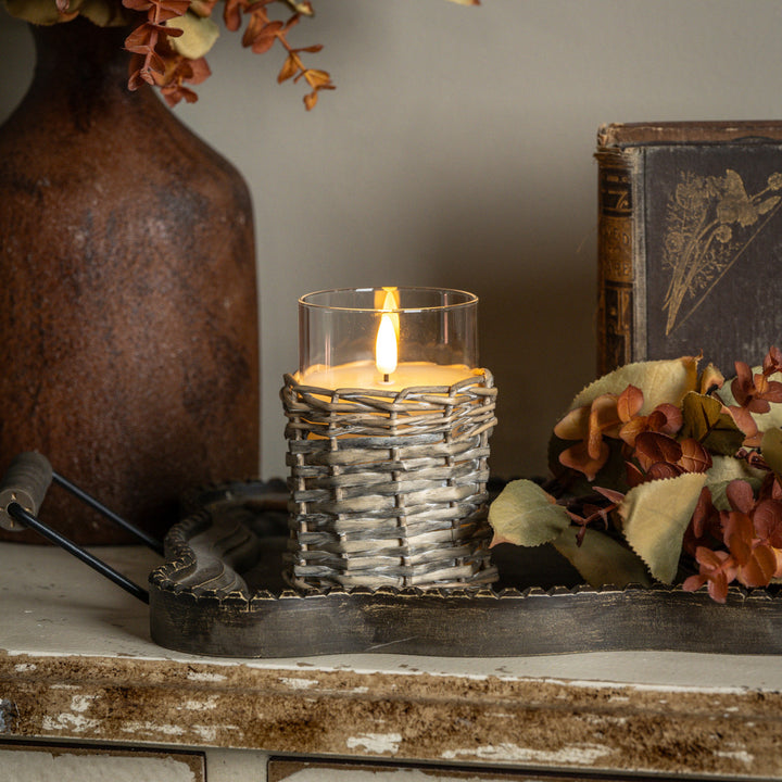 Woven Wicker Flame Candle
