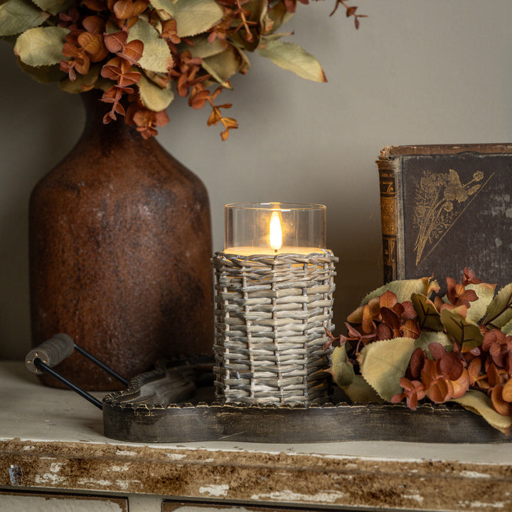 Woven Wicker Flame Candle