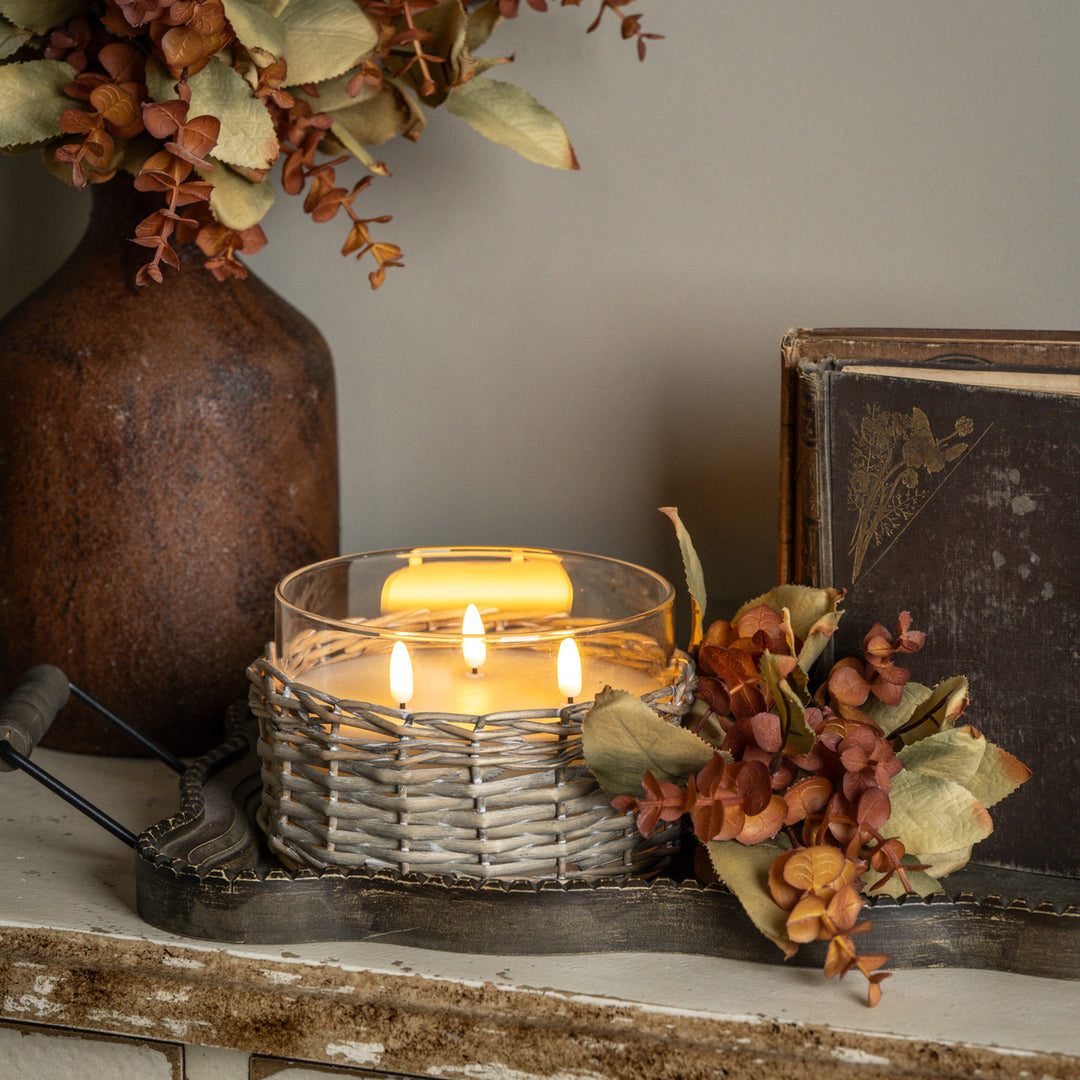 Woven Wicker Flame Candle