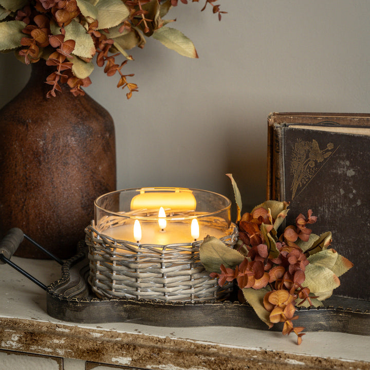 Woven Wicker Flame Candle
