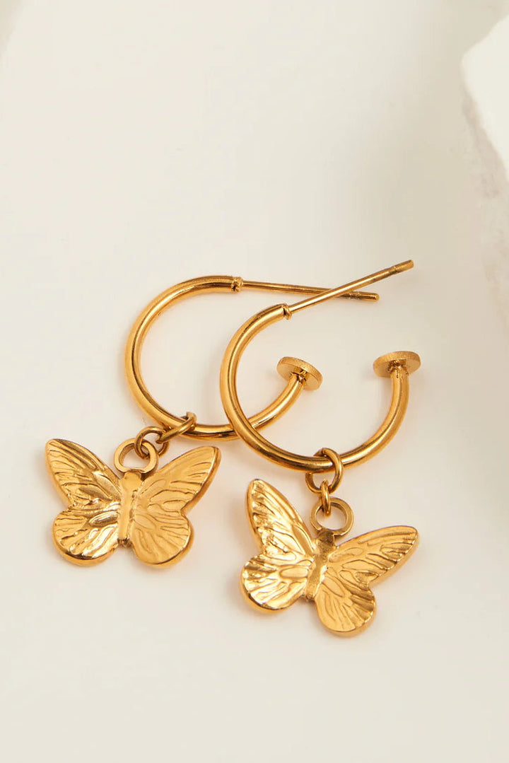 Narelle Waterproof Butterfly Charm Hoop Earrings