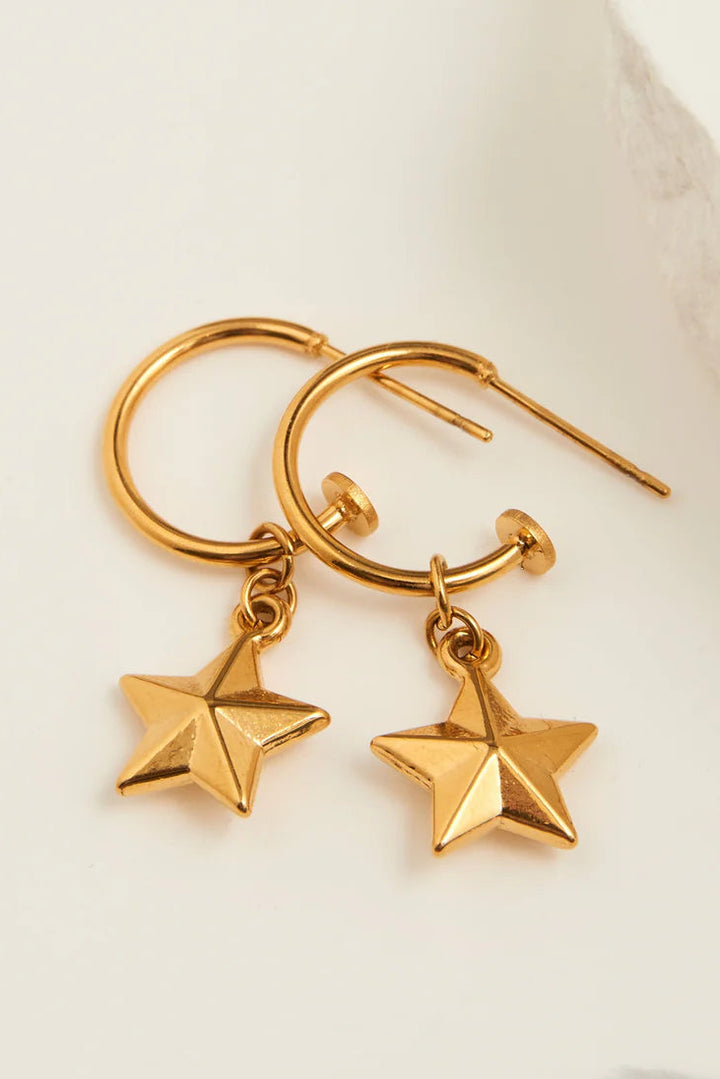 Narelle Waterproof Star Charm Hoop Earrings