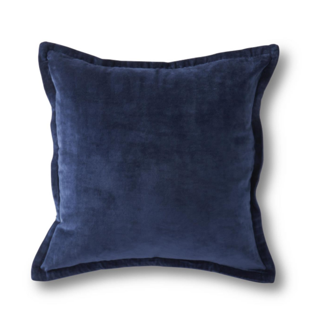 Navy Cotton Velvet Throw Pillow