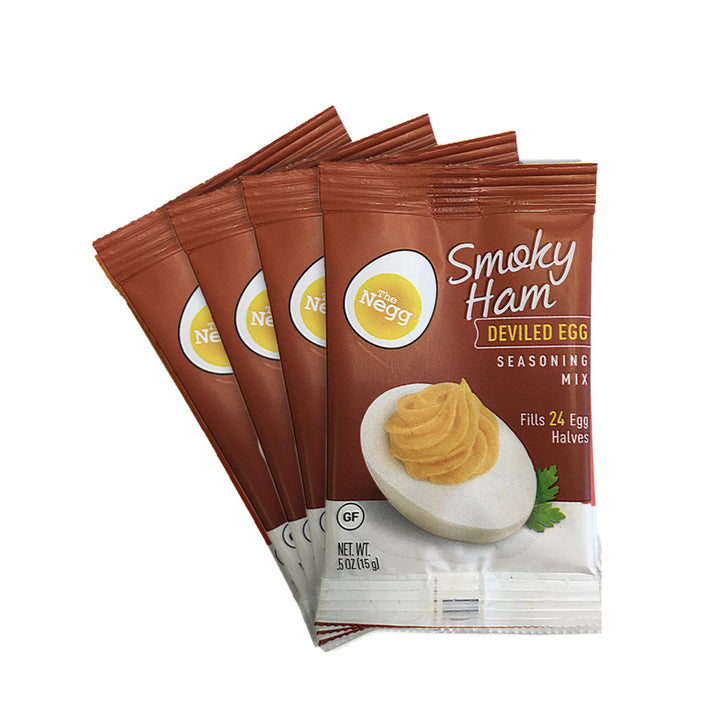 Pack of NeeGee Smoky Ham Deviled Egg Seasoning Mix on a white background