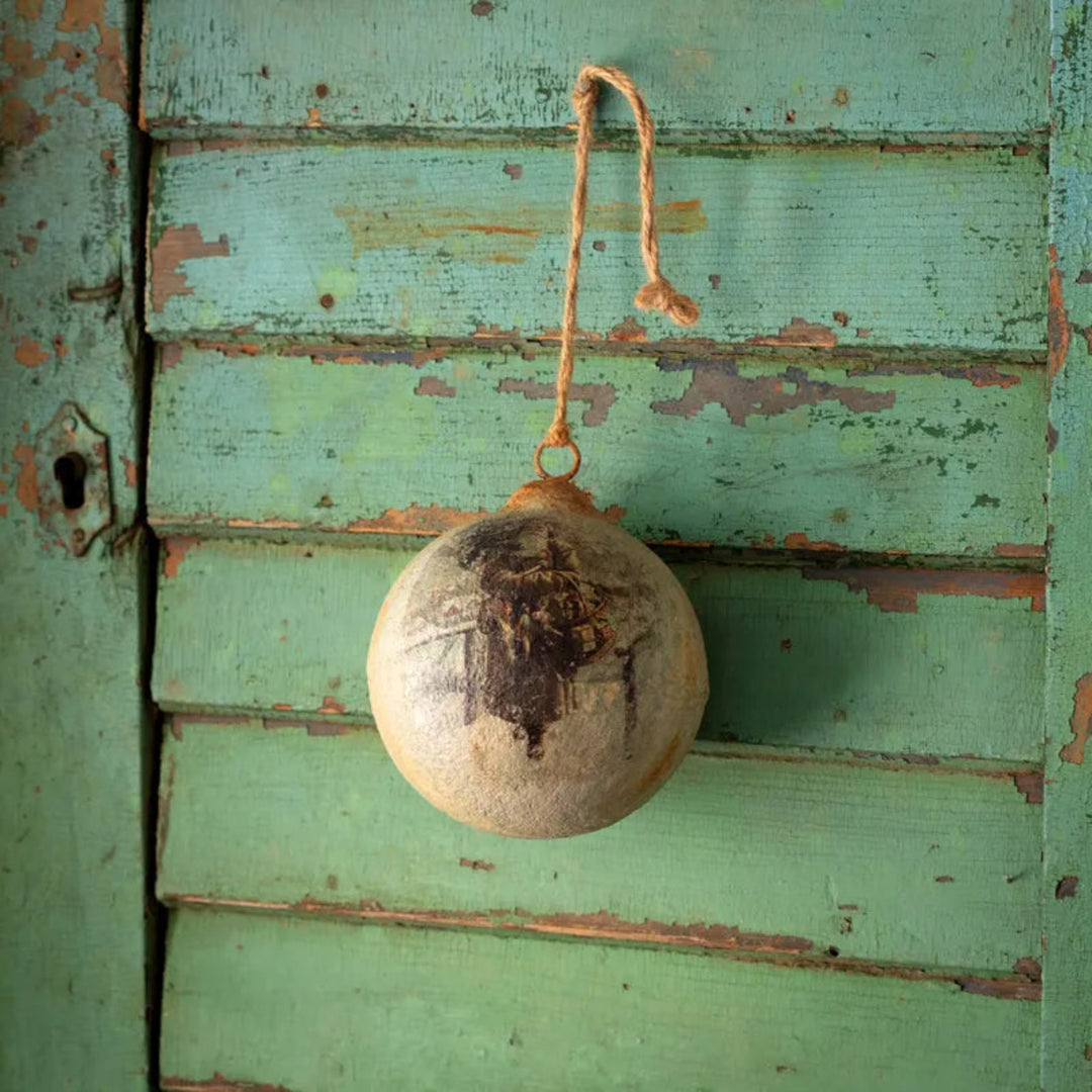 Nordic Santa Metal Ball Ornament
