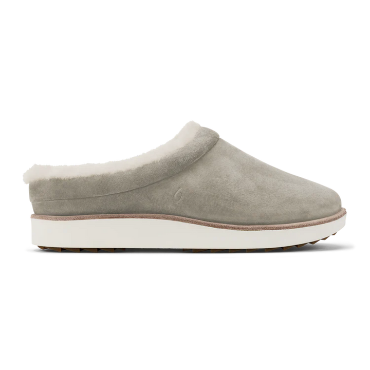 Gray slipper with white sole on a white background