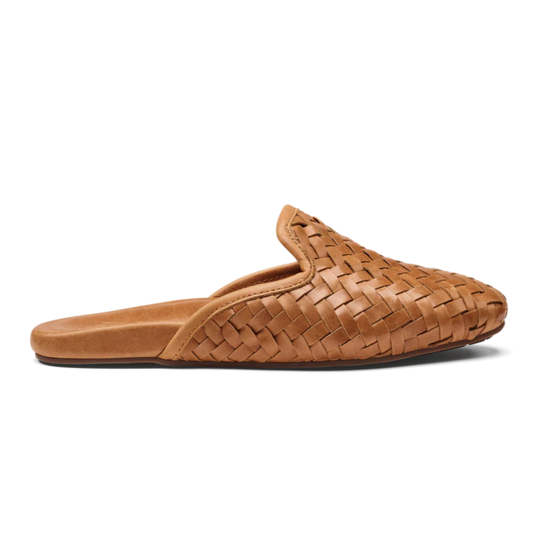 Brown woven slipper on a white background
