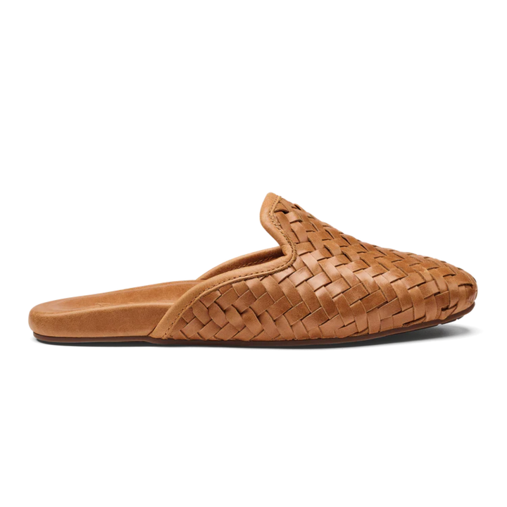 Brown woven slipper on a white background