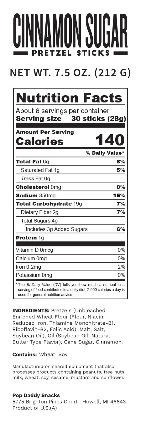 Pop Daddy Cinnamon Sugar Pretzels