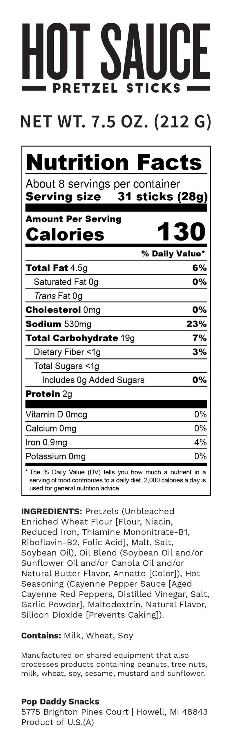 Pop Daddy Hot Sauce Seasoned Pretzels