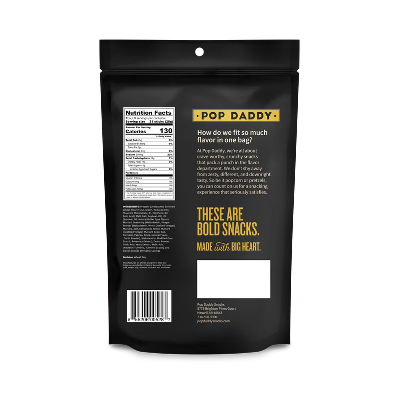 Pop Daddy Yellow Mustard Seasoned Pretzels