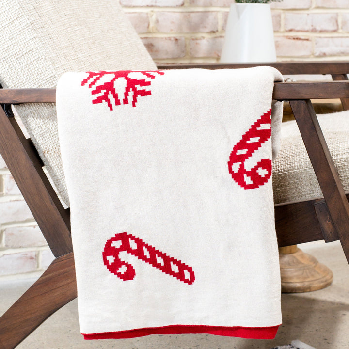 Snowflake & Candy Cane Reversible Throw