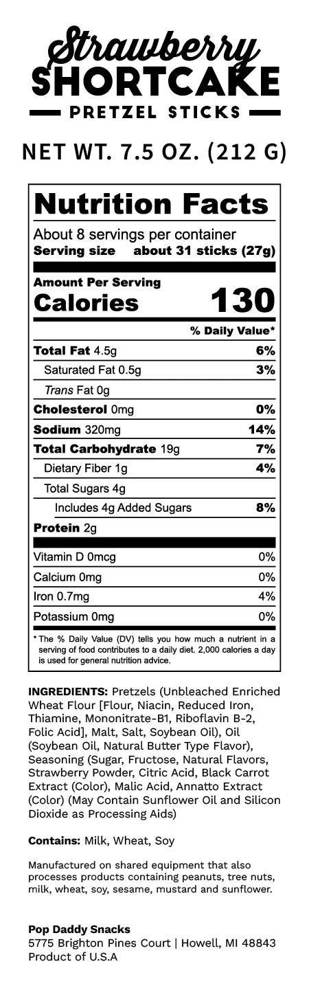 Pop Daddy Berry Delicious Strawberry Shortcake Pretzels