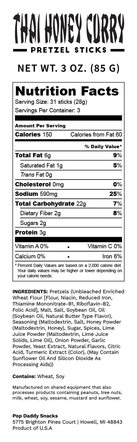 Pop Daddy Thai Honey Curry Seasoned Pretzels
