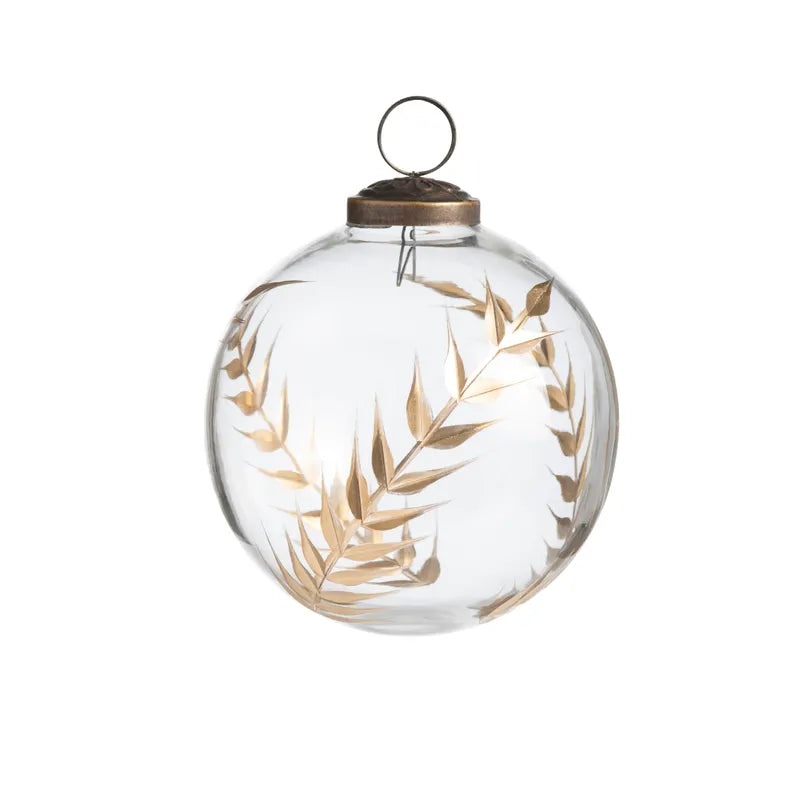 Golden Etched Laurel Glass Ornament
