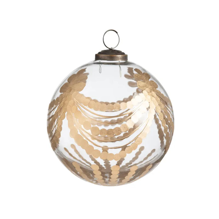 Etched Golden Garland Glass Ornament