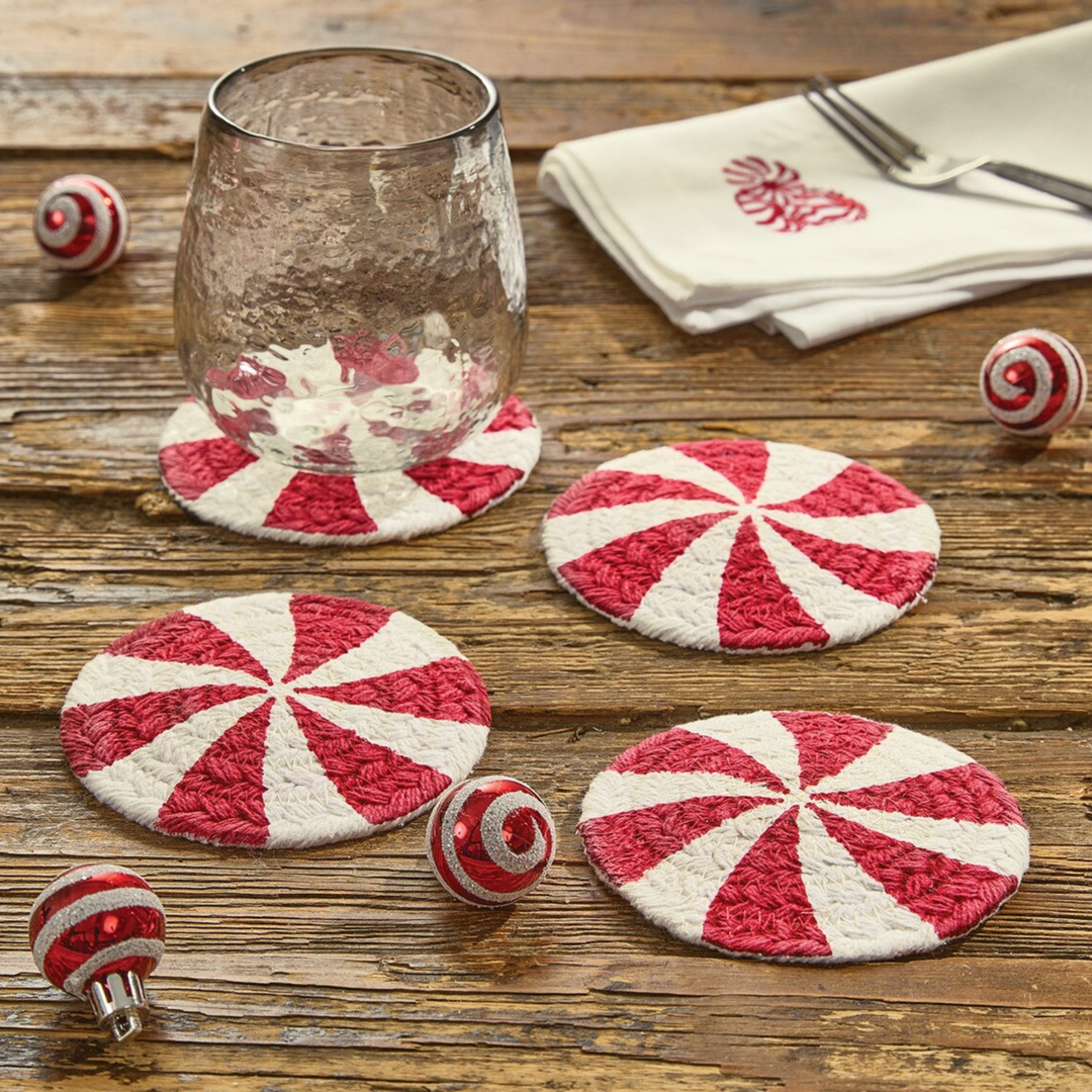 Peppermint Candy Braided Coaster