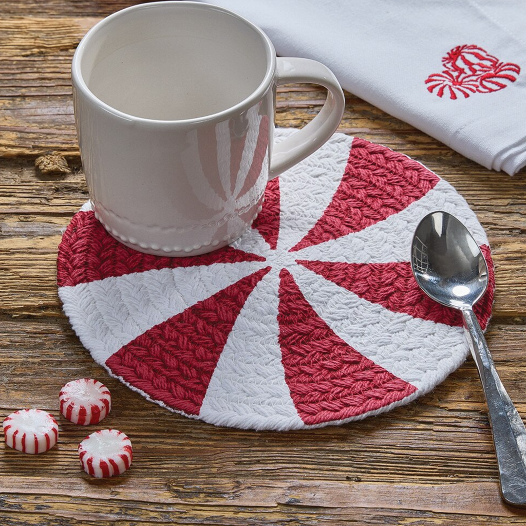 Peppermint Candy Braided Trivet 