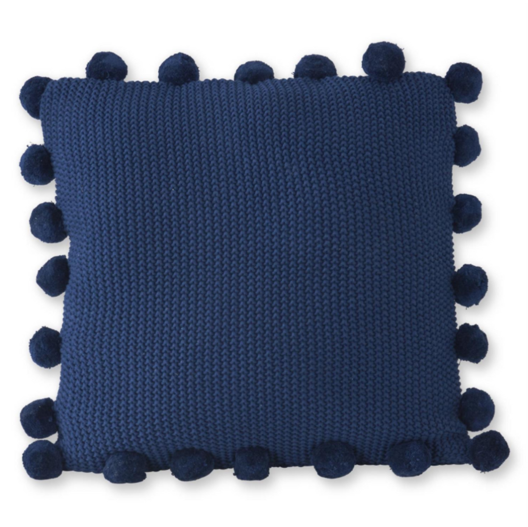 Pom Pom Stitch Knit Cotton Pillow