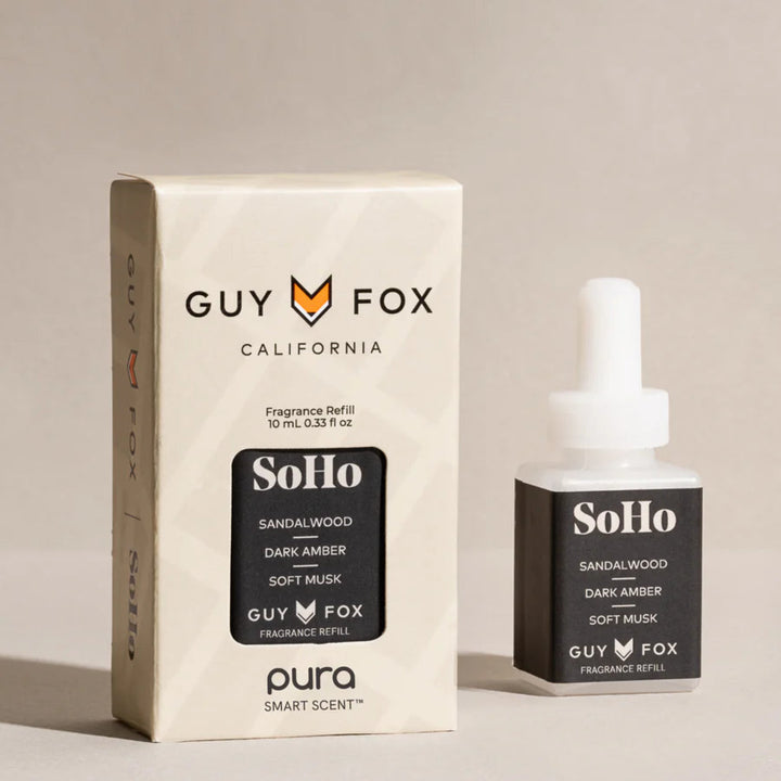Guy Fox SoHo fragrance bottle and packaging on a neutral background