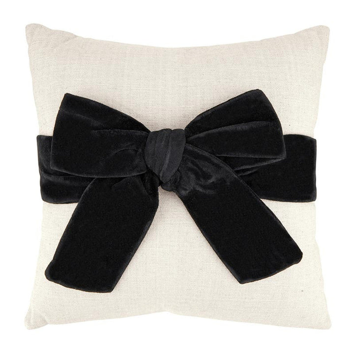 Lush Black Velvet Bow Pillow