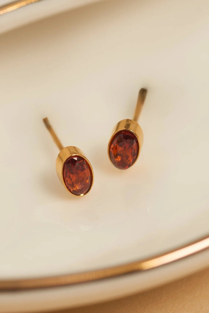 Narelle Waterproof Oval Gem Stud Earrings