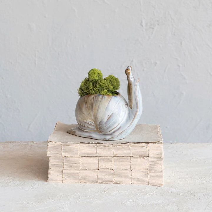 Reactive Glaze Stoneware Snail Planter