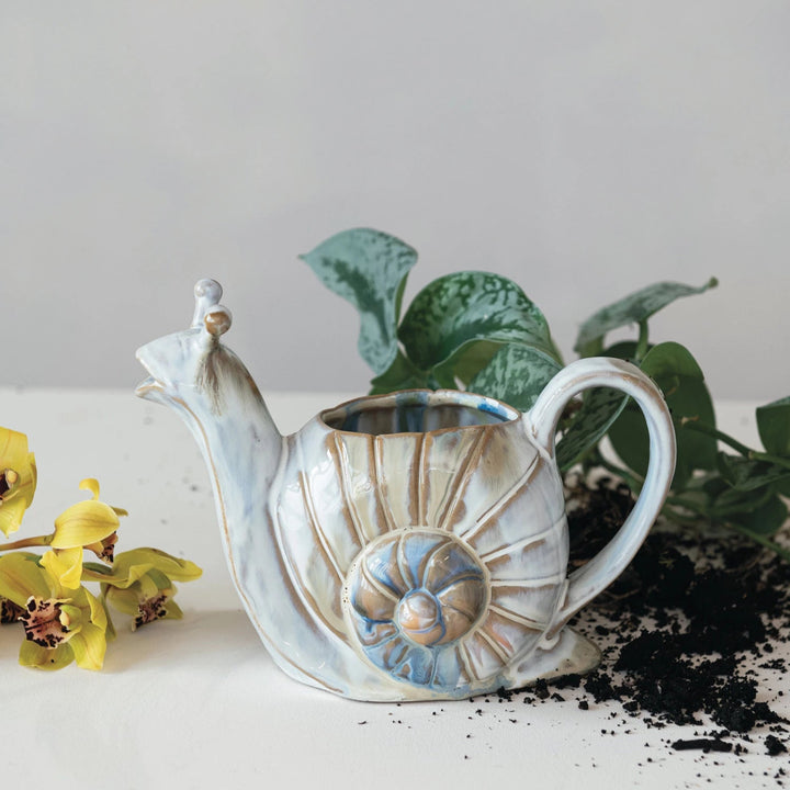Reactive Glaze Stoneware Snail Watering Can