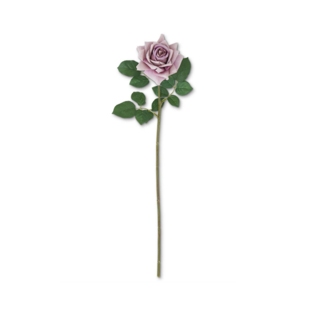 Purple artificial rose on a white background