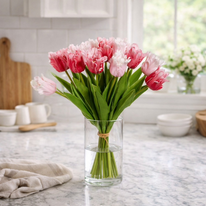 Real Touch Pink Parrot Tulip Bundle