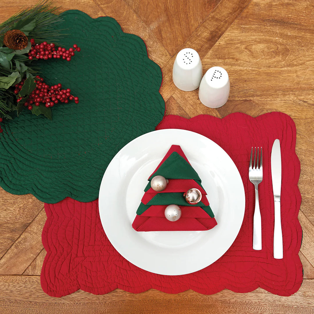 Red & Green Quilted Round Placemat