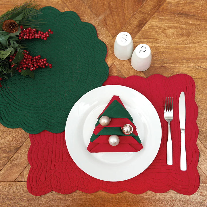 Red & Green Quilted Round Placemat