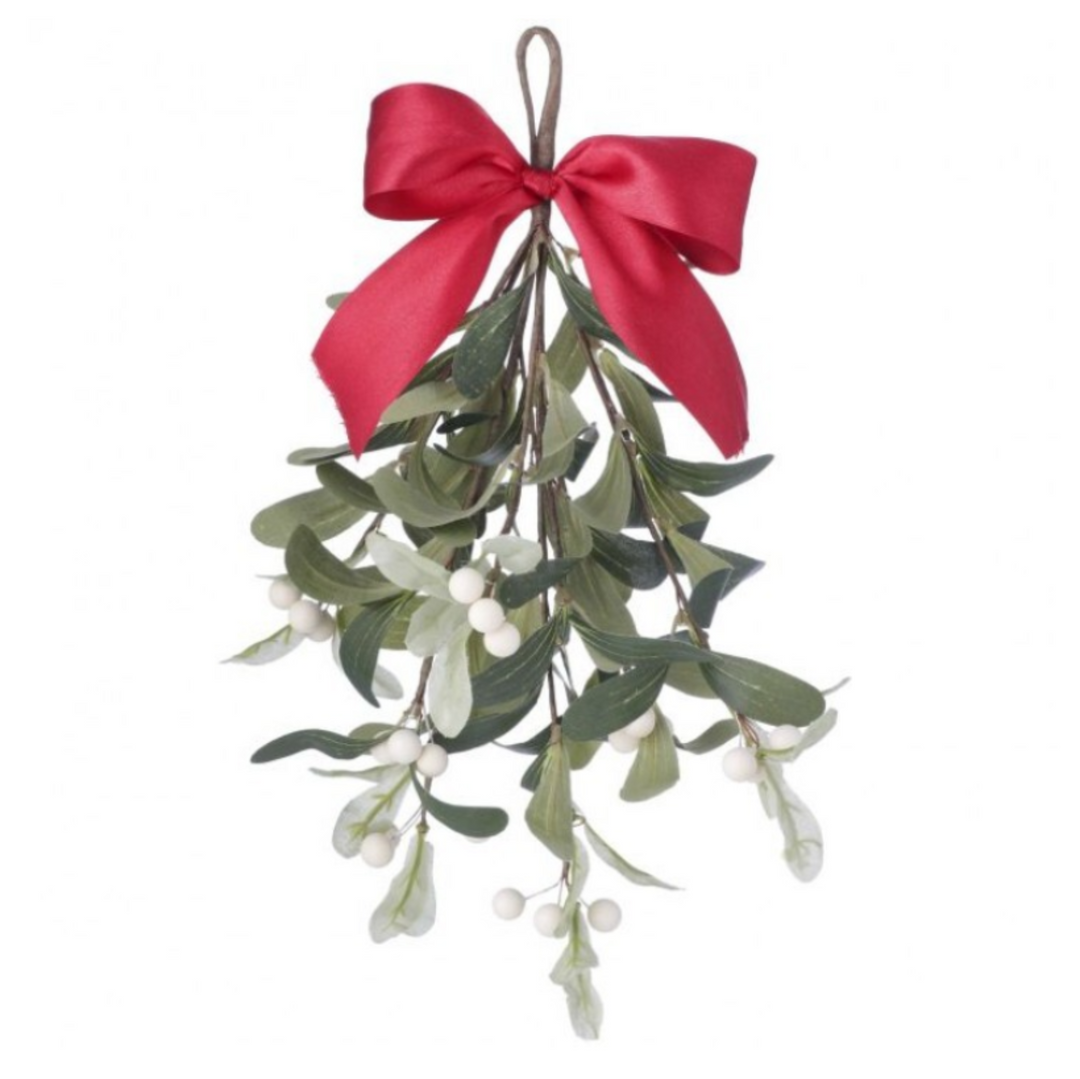 Red Bow Hanging Mistletoe Bundle 