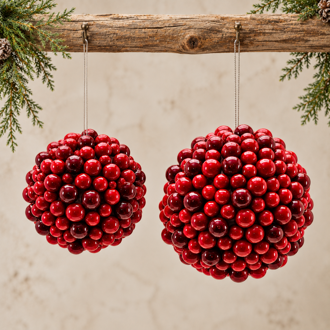 Red Glossy Berry Ball Ornament 