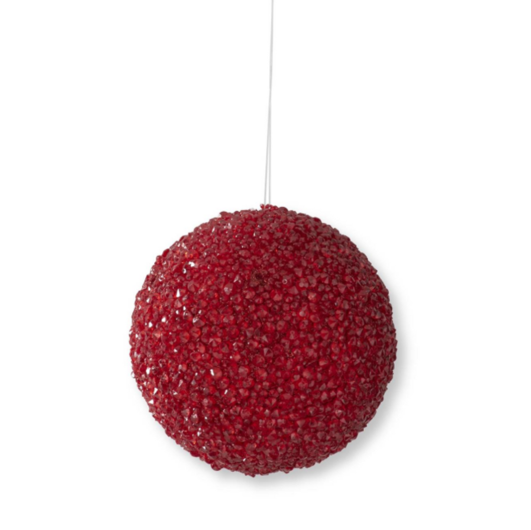 Red Icy Beaded Ball Ornament