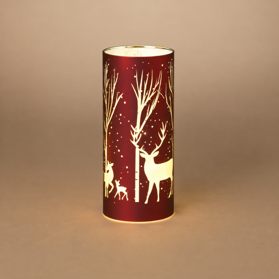 Red Reindeer Forest Lighted Luminary