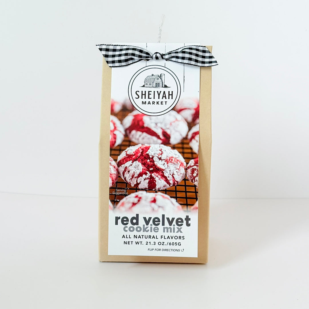 Sheiyah Market red velvet cookie mix packaging on a white background
